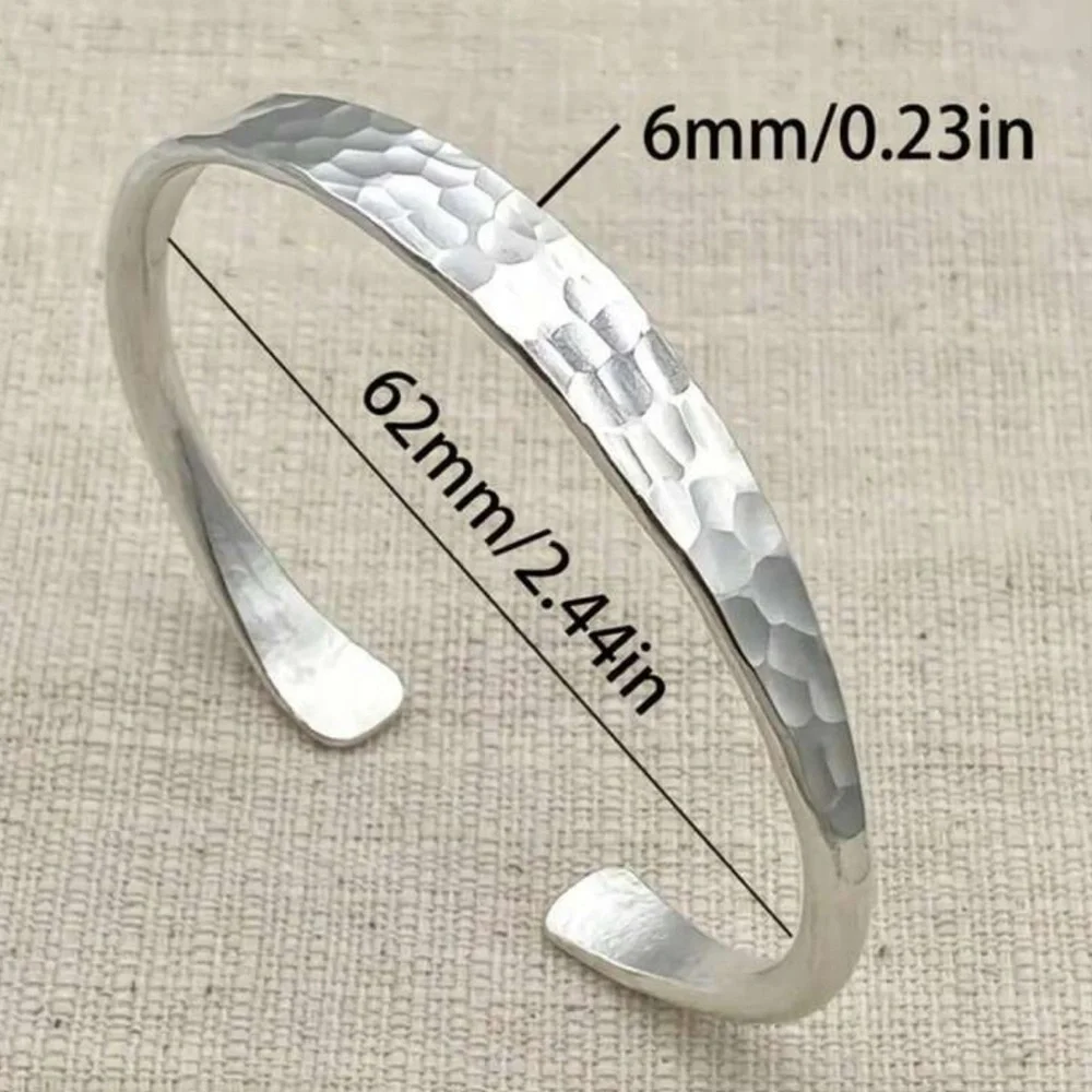 Elegant Sterling Silver Hammered Bracelet - Picture 2 of 2